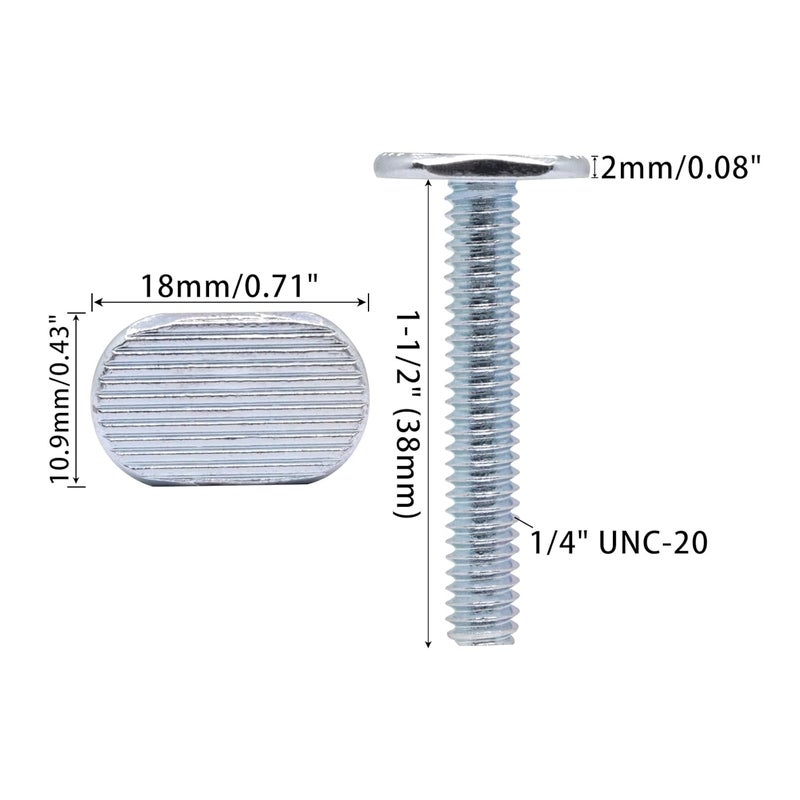 BUXIMN 22pcs 1/4"-20 T Track Bolts for T Track, 1-1/2" Length Universal T-Slot Bolts, T-Thread Bolt for Woodworking - Image 2
